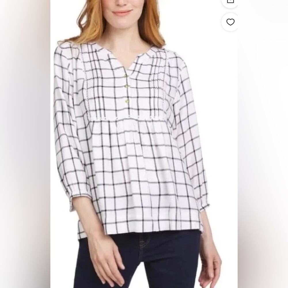 NEW Wrangler Women's Plaid 3/4 Sleeves Lightweight Elastic Cuffs Blouse, XXL